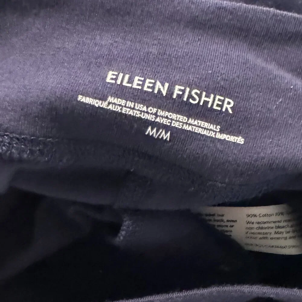 Eileen Fisher Cotton Jersey Yoga Pants Navy Size M Pull-On - Picture 3 of 6